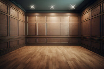 Interior of an empty room with brown walls, Generative AI
