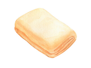 Towel isolated on white background. Watercolor hand drawn illustration