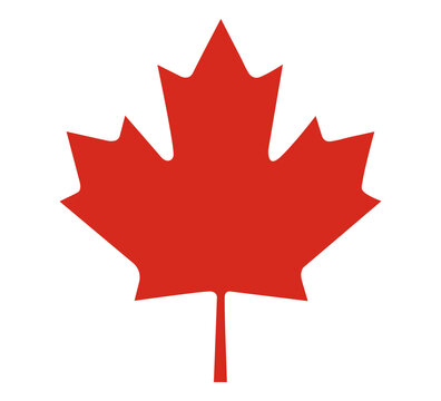 Symbol of Canada. Maple leaf in red color on a white background.Vector
