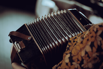 Old accordion, close up