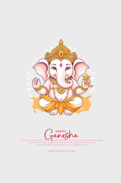 Illustration of Ganesha for Ganesh Chaturthi. Minimalistic style.