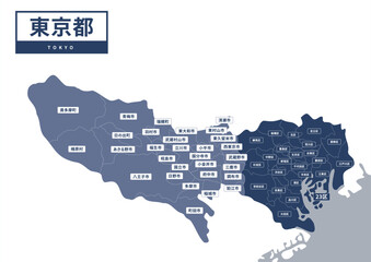 地図（地名入り）-東京都
