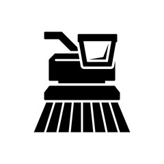 Combine harvester on field black glyph icon