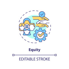 Equity concept icon. Social justice. Gender equality. Human right. Diversity and inclusion. Equal opportunity abstract idea thin line illustration. Isolated outline drawing. Editable stroke