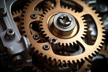 Gear transmission system - closeup view created using generative AI tools