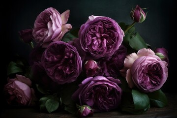 Violet roses bunch. Generate Ai