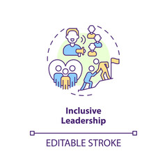 Inclusive leadership concept icon. Fair treatment. Safe environment. Cultural competence. Diversity training abstract idea thin line illustration. Isolated outline drawing. Editable stroke