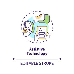 Assistive technology concept icon. Students with disabilities. Special education. Equal access. Web accessibility abstract idea thin line illustration. Isolated outline drawing. Editable stroke