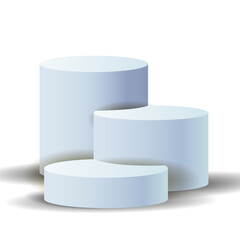 Vector of blue blank podiums on white background pedestals scene vector illustration collection