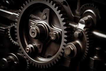 The combination of mechanical textures and atmospheric tones. Generative AI