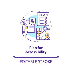 Plan for accessibility concept icon. Security system. Universal design. Wayfinding signage. Access control abstract idea thin line illustration. Isolated outline drawing. Editable stroke