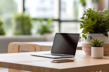 isolated computer laptop in the interior table