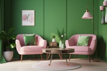 interior mock up house empty comfortable wall render loft living luxury simple indoor. Generative AI.