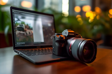 Fototapeta na wymiar closeup shot of laptop with working person