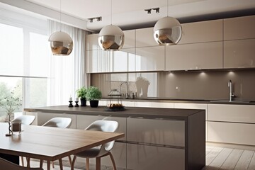 Details of a Glamorous, State-of-the-Art Kitchen with Custom Lighting and Elegant Decor