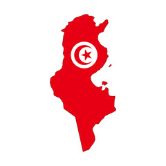 Tunisia Flag Map (PNG)