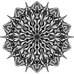 Mandala complessa in bianco e nero