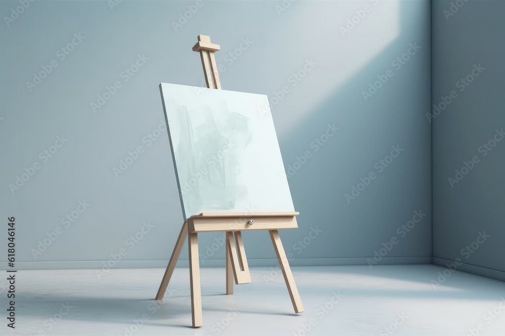 Wall mural wooden easel blank. generate ai