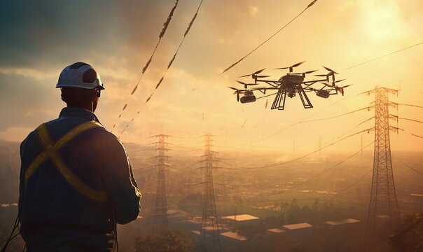 Man flying drone