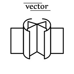 Revolving door icon, line vector illustration flat design on white background. 