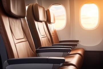 Fototapeta na wymiar Airplane first class interior view, AI generated