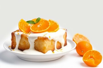 Naklejka na ściany i meble Yogurt cake tangerines. Generate Ai