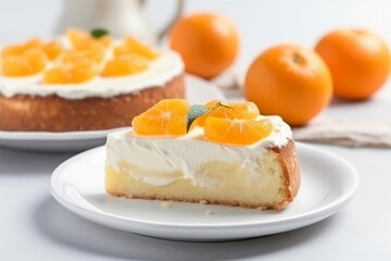 Yogurt cake tangerines slice. Generate Ai