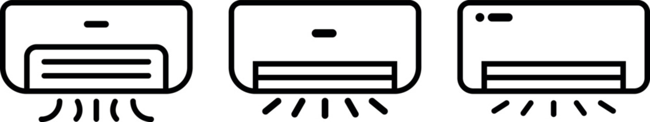 Air Conditioner Icons collection vector isolated. Line Art Style Design