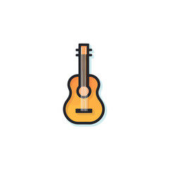 Guitar Icon. Minimalistic Design on White Background. Illustration.