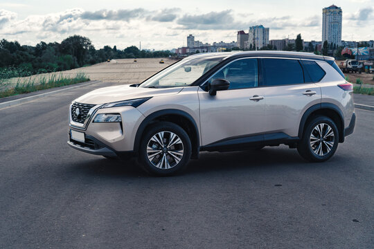 27.06.2023 - Kyiv, Ukraine: New Nissan X-Trail N-Connecta in baige color with black roof