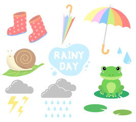 Rainy season Icon set illustration