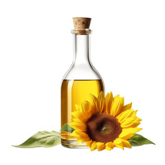 Bottle of sunflower oil and sunflower