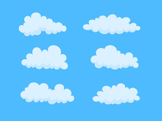 Set of cartoon clouds. Vector illustration. 