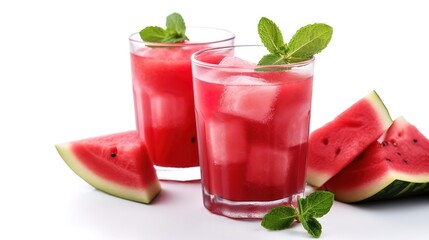 A cold, delicious, freshly squeezed watermelon smoothie,AI generated.