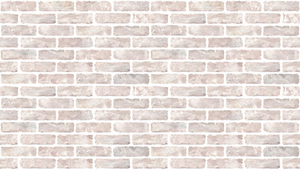 明るい色のレンガ壁の水彩イラスト。シームレスパターン。（透過背景）