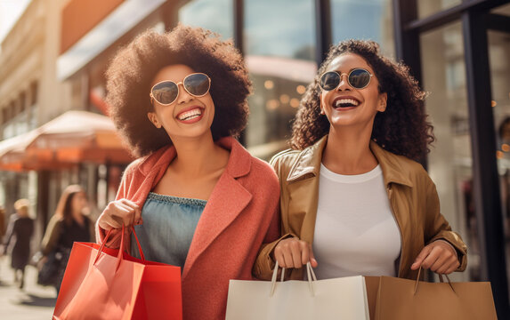  A Couple Of Young Women Enjoying Shopping Time