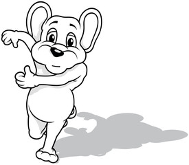 Drawing of a Running Gray Mouse from Front View