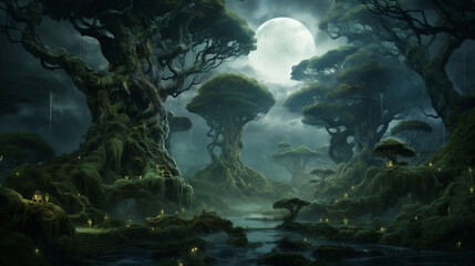 Whispering Woods: Enchanted Forest of Intricate Patterns and Ethereal Creatures