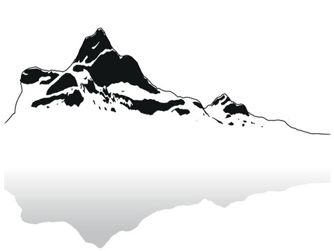 Drawing of a Snowy Mountain Range