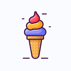 Ice Cream Icon on White Background. Minimalistic 2D Vector.