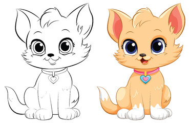 Coloring Page Outline of Cute Cat