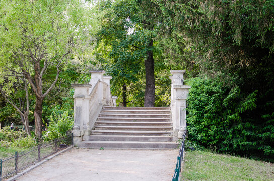 Old stairs in the park of Paris stock photo