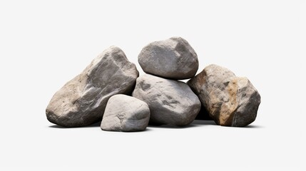 Collection of large rock stones isolated on a transparent background, Generative AI.