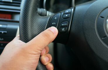 man driver hand use the turning signal switch