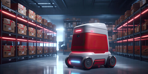  automated management inventory and delivery robot at storage warehouse