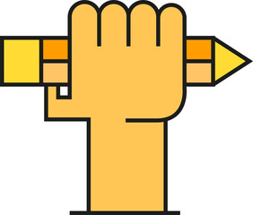 hand holding pencil