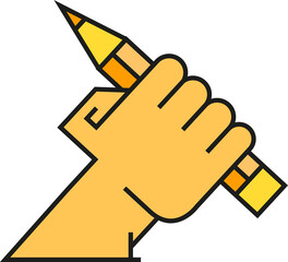 hand holding pencil