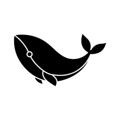 Baby whale icon vector. Whale illustration sign. Sperm whale symbol. Sea life logo.