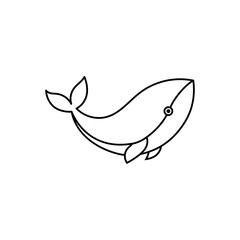 Baby whale icon vector. Whale illustration sign. Sperm whale symbol. Sea life logo.