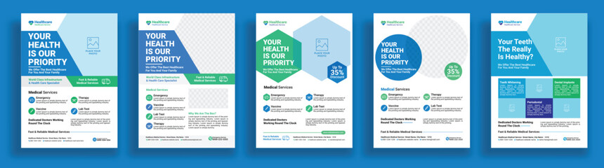 Medical Healthcare Flyer Design Template, Health medical flyer, Healthcare cover a4 template, Corporate healthcare and medical flyer or poster design layout